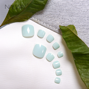 Manicura de uñas postizas con pegamento, puntera cuadrada de ABS azul claro, venta al por mayor - Product Image 5