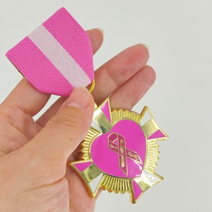 Médaille personnalisée pas chère, unique, avec ruban rose, en métal plaqué, émail coloré, pailletée, pour la Fiesta, ensemble cadeau de sensibilisation au <span class=keywords><strong>cancer</strong></span> du <span class=keywords><strong>sein</strong></span> - Product Image 5