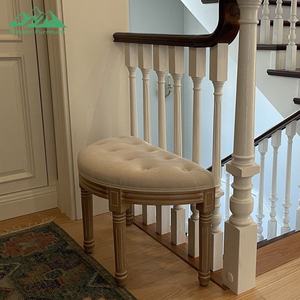 <span class=keywords><strong>Sgabello</strong></span> Versatile Convertibile Wayon per Soggiorno, <span class=keywords><strong>Seduta</strong></span> Imbottita con Bottoni e Gambe in Legno Intagliato Vintage - Product Image 5