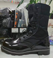 Bottes en cuir classiques mi-hautes pour hommes, lacées, tige en tissu nylon, semelle en caoutchouc antidérapante, pour le travail en extérieur et les occasions décontractées, couleur noire