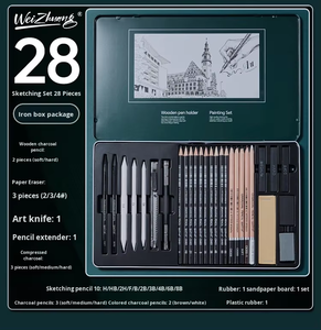 Conjunto de Ferramentas de Desenho Profissional com Lápis de Carvão Macio e Duro, Caixa Completa de Lápis Artísticos - Product Image 6