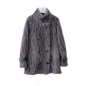 JT3186 Women Girl Sheep Shearling Warm Coats Female Lady Lamb Wool Jacket Winter Stand Collar Overcoat Parka