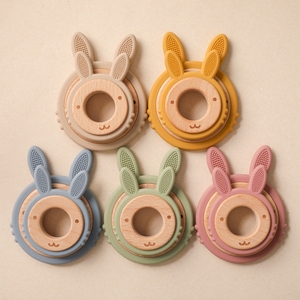 Accesorios de Silicona de Grado Alimenticio para Bebés, Mordedor de Silicona con Forma de Conejo de Madera, Mordedores para Bebés, Libres de BPA - Product Image 3