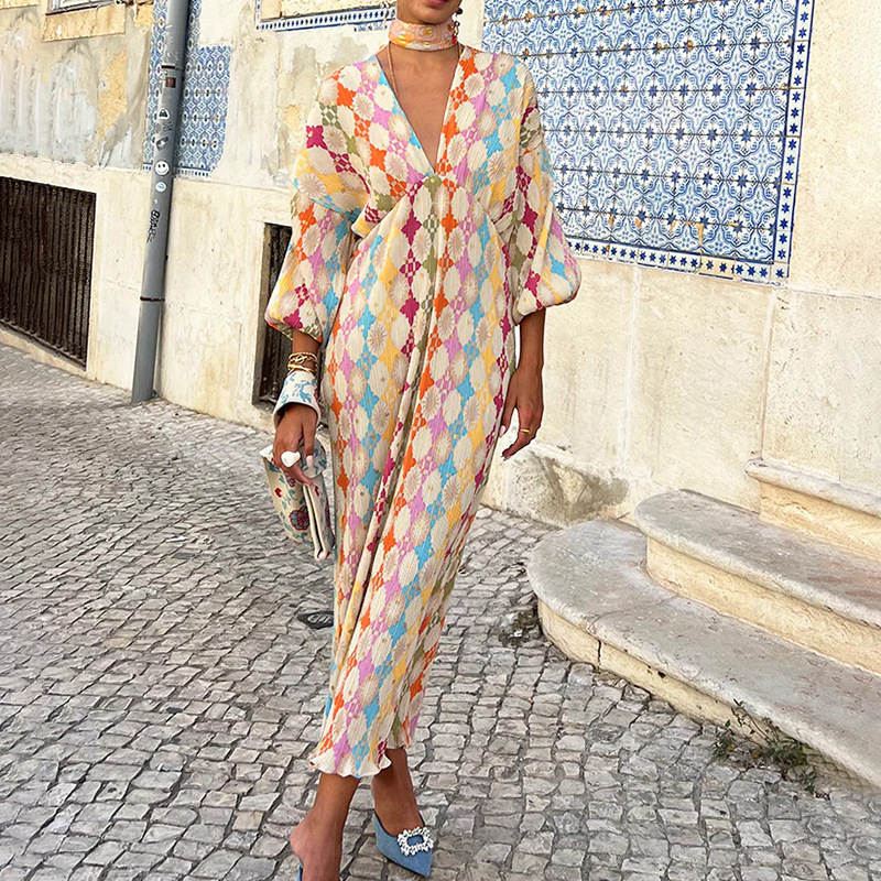 M8272 Elegant Summer Bohemian Dress - Maxi Vacation Style