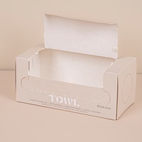Emballage en papier de luxe haut de gamme à bande déchirable pour serviettes faciales à usage unique, boîte en papier jetable personnalisée avec marque