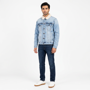 Comfortable Fabric Inner Fur <b>Denim</b> <b>Men's</b> <b>Jackets</b> High Street New Fashion Style Winter Customized <b>Men</b> <b>Denim</b> Winter <b>Jacket</b> - Product Image 1