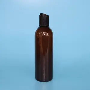 Garrafa transparente de plástico âmbar, 8 oz / 250 ml, pet, livre de bpa, shampoo, garrafa de loção com tampa de disco