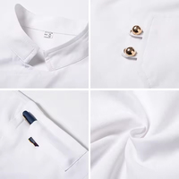 Vêtements de travail modernes pour femmes Manteau de chef lavable Unisexe à manches courtes Impression personnalisée Restauration Hôtel Uniforme Réception