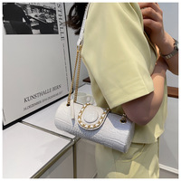 Nouveau Sac Cylindrique Femme Haut de Gamme 2024 en Polyester à Motif Crocodile avec Chaîne, Sac à Bandoulière et Sac Croisé, Design Niche