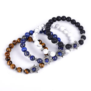 Bestone élastique <span class=keywords><strong>amitié</strong></span> bracelet meilleur naturel <span class=keywords><strong>Lapis</strong></span> <span class=keywords><strong>Lazuli</strong></span> oeil <span class=keywords><strong>de</strong></span> tigre breloque <span class=keywords><strong>pierre</strong></span> précieuse perle pour les occasions d'anniversaire - Product Image 2