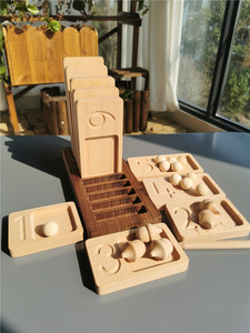 Walnut <span class=keywords><strong>Math</strong></span> Khay Đếm Bằng Gỗ Đồ Chơi Montessori Tính Toán Cảm Giác Bảng Viết - Product Image 3