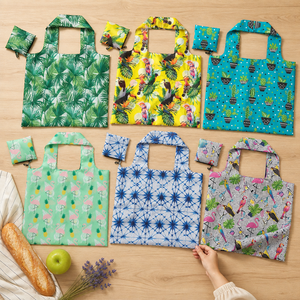 Sac de courses pliable réutilisable avec pochette, léger, écologique, personnalisable avec logo, vente en gros - Product Image 1