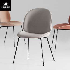 Chaise de salle à manger, restaurant, hôtel, design moderne, chaise de salle à manger coccinelle rembourrée en métal avec coussin personnalisé et confortable - Product Image 4