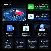 Playaibox Qualcomm 6115 Carplay Ai Box, Sistema Android 15, 8+128GB, Reproductor Multimedia para Auto, Red 4G con Netflix/YouTube/Play Store