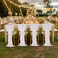 Élégante nappe de chaise de mariage en polyester lavable en machine, drapé en tulle de saule, décoration romantique pour chaise Chiavari pour l'extérieur