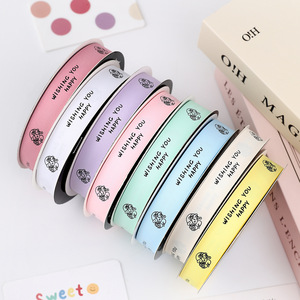 Jiuxia Ribbon Spool 2cm Cotton Printed Wishing You Happy Cartoon Gift Decor - Product Image 2