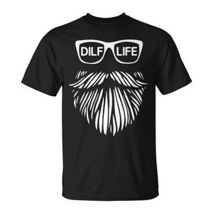T-shirt Dilf Life Bearded Dad Humor a maniche corte con scollo rotondo, regalo promozionale per uomo adulto - Product Image 1