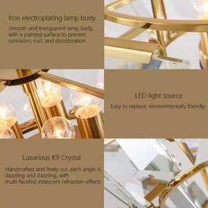 Living Room Nordic Crystal Chandelier Creative <b>LED</b> Iron <b>Lamp</b> Luxury Fancy Glass Pendant <b>Light</b> - Product Image 3
