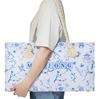 Jeu de tuiles de Mahjong américain, 166 tuiles bleues, sac portable, accessoires de Mahjong, 4 supports/poussoirs tout-en-un, complètement compatible avec mes tuiles de Mahjong