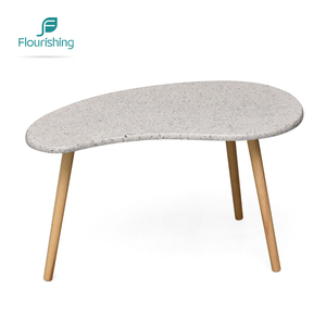 Tùy chỉnh thiết kế độc đáo hình dạng bàn cà phê với chân gỗ và đầu đá cẩm thạch - Product Image 1