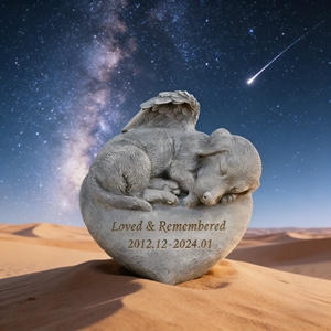 Scultura Commemorativa per Animali Domestici Personalizzata in Resina Dipinta a Mano - Tema Animale - Oggetto per Atmosfera Emozionale da Esterno - Product Image 6