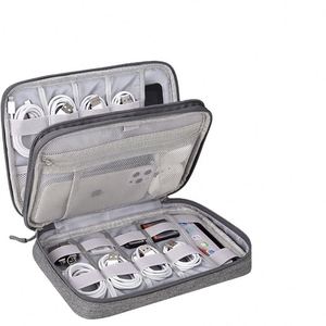Organisateur de câbles de voyage BSCI, pochette pour accessoires électroniques, étui technique, sac de rangement à double couche - Product Image 1