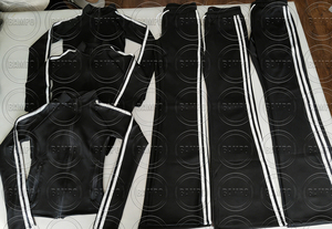 Winterkleidung für Frauen Y2k Bekleidungsmarke Hersteller Farbblock-Streifen Yoga-Jacke Leggings Stirnband 2-3 Teiliges Set Damen - Product Image 6