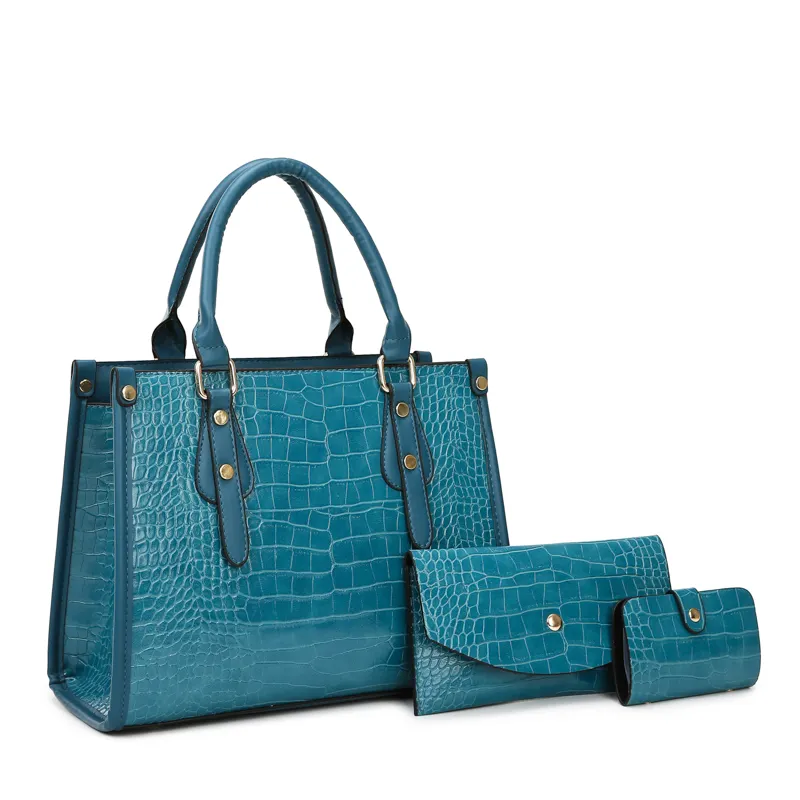 New Style Three-Piece Set of Top Grade Entry Lux Alligator and Cobra Pattern Large Capacity Handbag For Women Design
