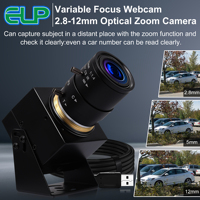 Webcam USB ELP 4X Zoom 4K Sensor IMX317 Lensa Varifokal CS 2.8-12mm UVC Plug and Play Tanpa Driver Kamera 4K untuk Windows Mac Linux