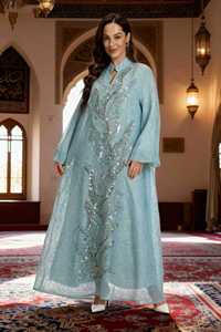 Robe de soirée élégante pour femmes, brodée de paillettes, style modeste, style d'Arabie Saoudite, vert rouge, <span class=keywords><strong>abaya</strong></span> taille 2XL, vêtements musulmans traditionnels - Product Image 4