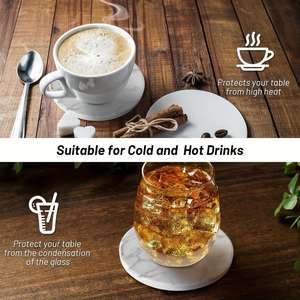 12pcs Ceramic <b>Coaster</b> Set White Marble Striped Anti-Slip with Golden Bracket Water Absorbing <b>Promotional</b> <b>Coasters</b> - Product Image 6