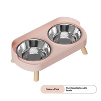 Offre Spéciale – Gamelle Double Anti-Déversement et Anti-Roulis en Acier Inoxydable et ABS pour Chats et Chiens – Protection du Cou – Accessoires pour Animaux de Compagnie