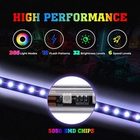 Antennes lumineuses LED RGB télécommandées, dansantes et à effet de poursuite, noires fumées, pour UTV, ATV, camion, RZR X3, buggy, dune, bateau