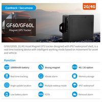 GPS 10000MAH magnetik tidak instalasi, pelacak mobil 4G baterai dapat diisi ulang pelacak GPS Magnet GF60L