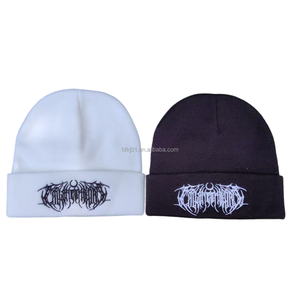 Bonnet tricoté de luxe OEM en acrylique 100 %, chaud <span class=keywords><strong>et</strong></span> doux, pour l'hiver, avec logo personnalisé, casquette jacquard de créateur pour hommes <span class=keywords><strong>et</strong></span> femmes - Product Image 1