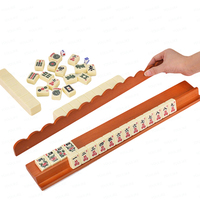 Rak Mahjong Kayu Portabel Mewah Modern Bergaya Amerika untuk Penyimpanan Kartu dan Hiburan, Penyangga Ubin Mahjong dengan Penggeser