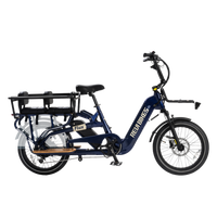 Vélo cargo électrique 48V 750W avec moteur arrière, cadre en alliage d'aluminium, double batterie, pour livraison et transport familial