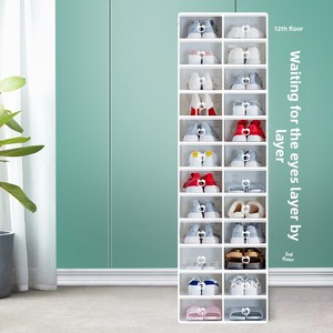 Caja de Zapatos Plegable con Diseño de Cabeza de Gato, Transparente, de PP, a Prueba de Polvo, Estilo Japonés, Apilable, con Compartimentos, Armario y Estante para Zapatos - Product Image 3