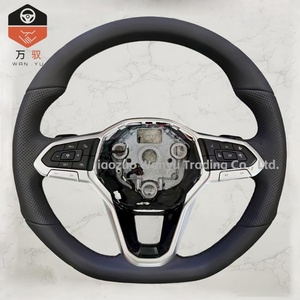 Volante de Cuero Compatible con VW Transporter T-roc <span class=keywords><strong>Beetle</strong></span> Polo 6r Scirocco Jetta Tiguan T6 Passat B6 B7 Serie 6 M3 Serie 2 - Product Image 2