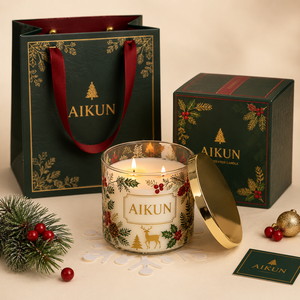 AIKUN Wholesale Handcrafted Clean Burn Aromatherapy <b>Candle</b> Custom Scented Luxury Christmas Glass <b>Candle</b> for Hotel Holiday - Product Image 2