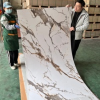 Lámina de PVC Brillante con Efecto Mármol, Lámina de PVC con Recubrimiento UV para Paneles de Pared Interiores, Decoración de Baños