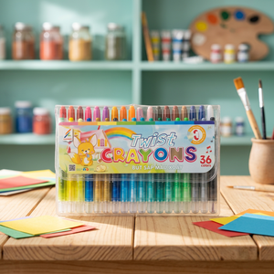 Crayones de Cera Borrables Colormate 24 Smooth Twist, Juego de Regalo al por Mayor de Materiales Escolares Personalizados para Niños - Product Image 1