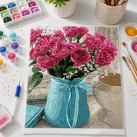 Paintboy Kit de Peinture Diamant DIY Fleurs Meilleures Ventes Mixte avec Peinture par Numéros 2-en-1