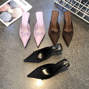 Nouvelle Collection 2025 – Mules à Bout Pointu et Nœud pour <span class=keywords><strong>Femme</strong></span>, <span class=keywords><strong>Talon</strong></span> Fin, Sandales Élégantes pour Soirée - Product Image 1