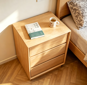 Modern Solid Wood 4-Drawer <b>Chest</b> Cabinet with Black Drawers and Wooden Frame for Bedroom <b>Storage</b> - Product Image 2