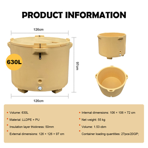 Conteneur Isotherme pour Élevage de Fruits de Mer 630L – Bacs de Pêche Durables avec Couvercle Robuste, Chaise de Rangement Thermique, Personnalisation OEM & ODM - Product Image 2