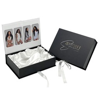 Boîte cadeau en soie taille personnalisée boîte rigide cadeau magnétique en papier logo pour emballage d'extension de cheveux boîte d'emballage de perruques de luxe peigne à cheveux