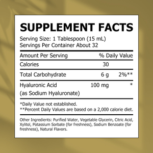 Personnalisation en usine : Liquide oral à l'acide hyaluronique pour une peau hydratée, des cheveux nourris, des ongles et une flexibilité articulaire améliorées. Contient de l'acide hyaluronique. - Product Image 2