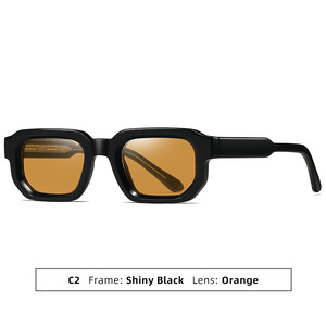 Lunettes de soleil tendance classiques unisexes à monture épaisse et petite carrée, verres bleus colorés, protection UV pour adultes, voyage et camping - Product Image 2