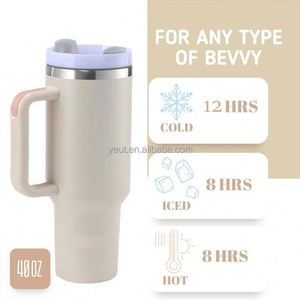 Custom Logo 40oz <b>Large</b> Capacity Stainless Steel Insulated Cup with New Car Suction Tube Ice Cream Cup 40oz Tumbler With Handle - Product Image 3